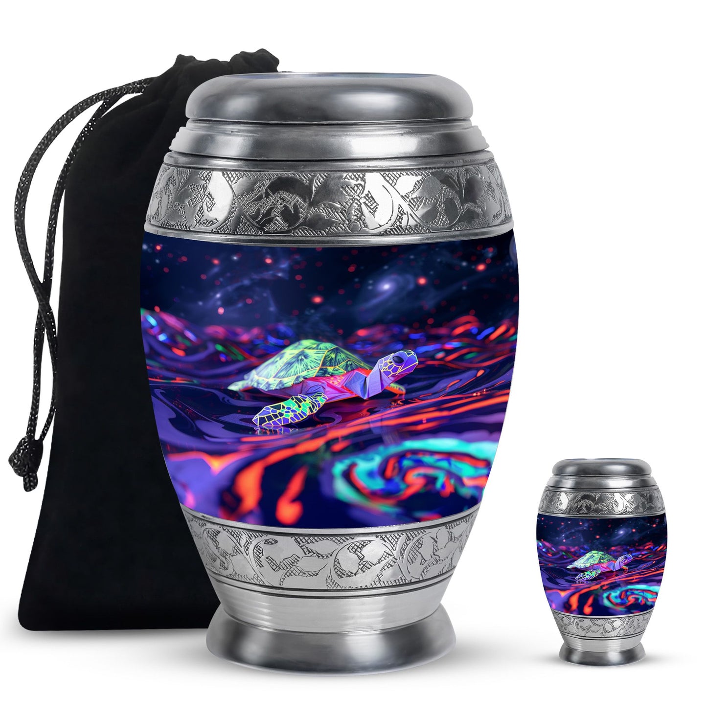 Turtle Theme Large Urn With 1 Keepsake Urn