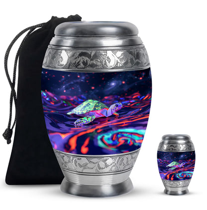 Turtle Theme Large Urn With 1 Keepsake Urn