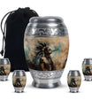 Tribe Man Theme Large Urn With 4 Keepsake Urn
