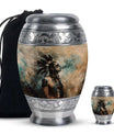 Tribe Man Theme Large Urn With 1 Keepsake Urn