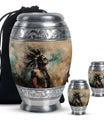 Tribe Man Theme Large Urn With 2 Keepsake Urn