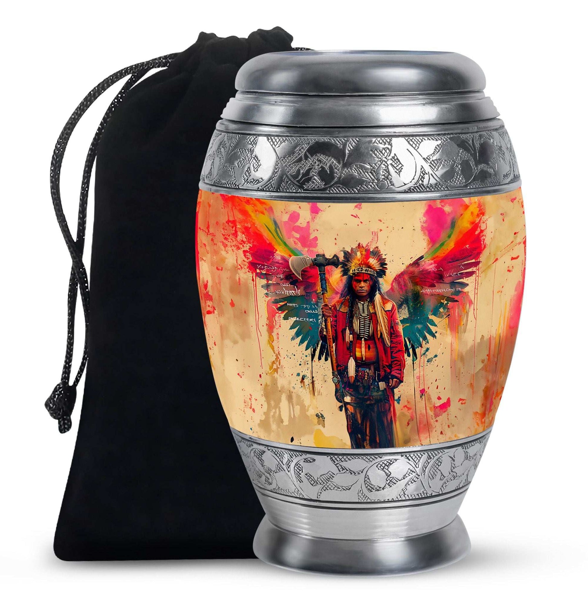 Tribe Man Theme Large Urn 10 Inch