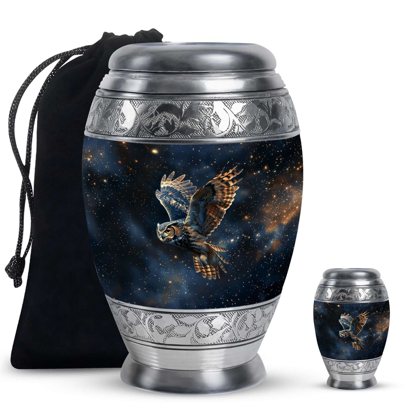 Owl Theme Large Urn With 1 Keepsake Urn