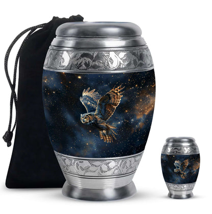 Owl Theme Large Urn With 1 Keepsake Urn