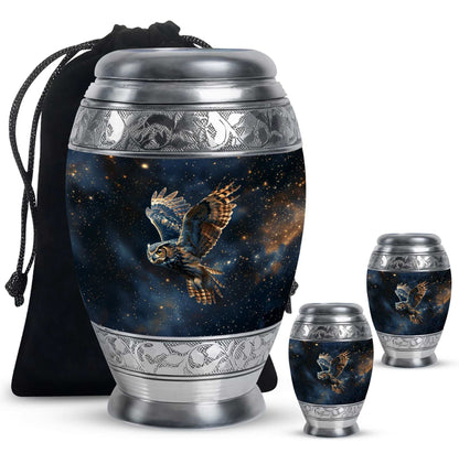 Owl Theme Large Urn With 2 Keepsake Urn