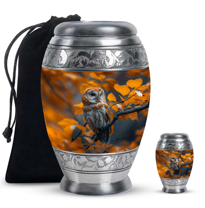 Owl Theme Large Urn With 1 Keepsake Urn