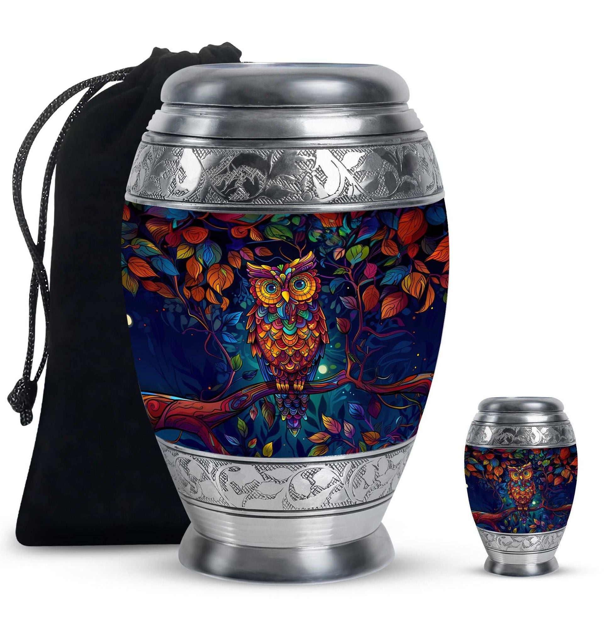 Owl Theme Large Urn With 1 Keepsake Urn