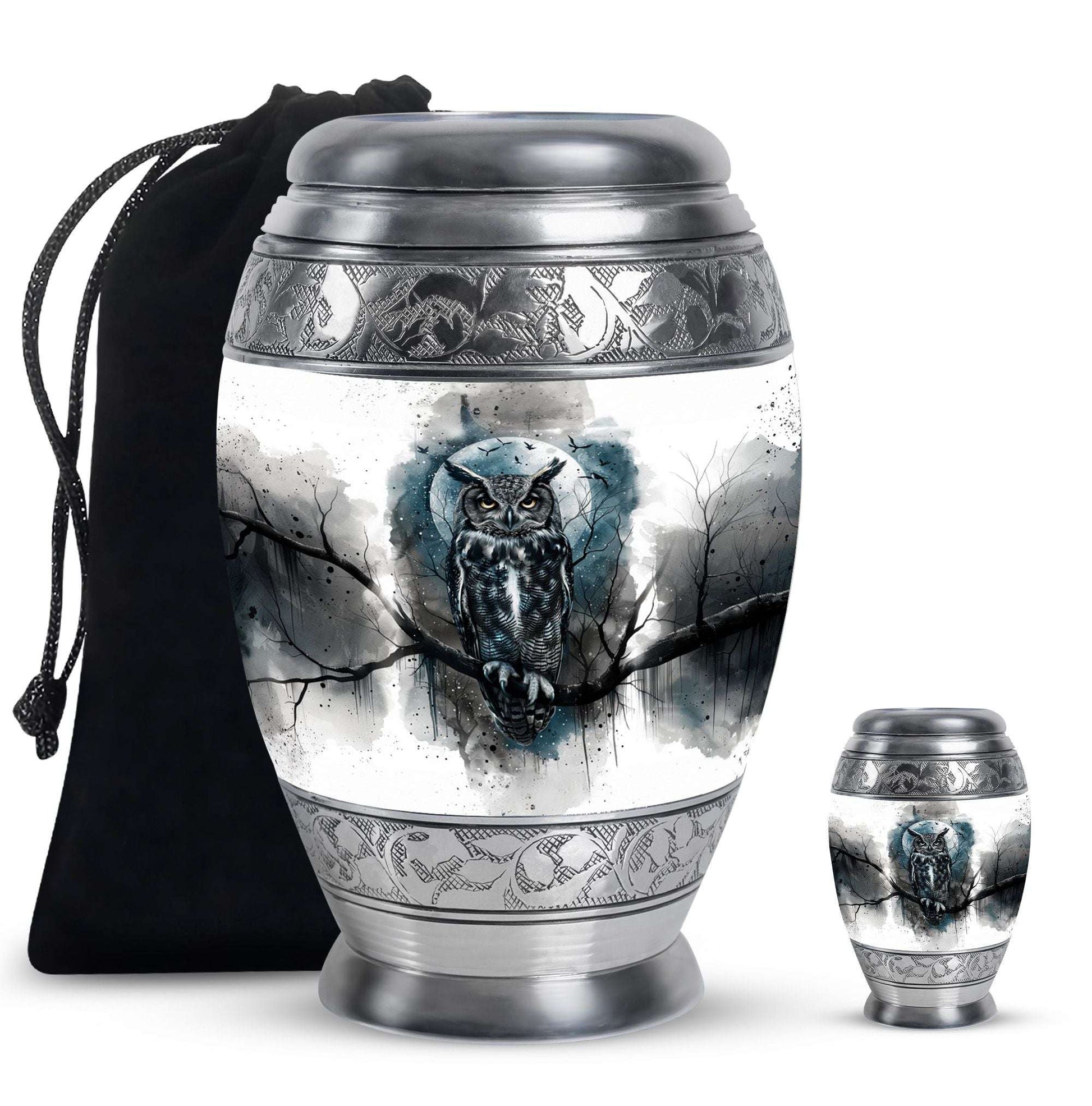 Owl Theme Large Urn With 1 Keepsake Urn
