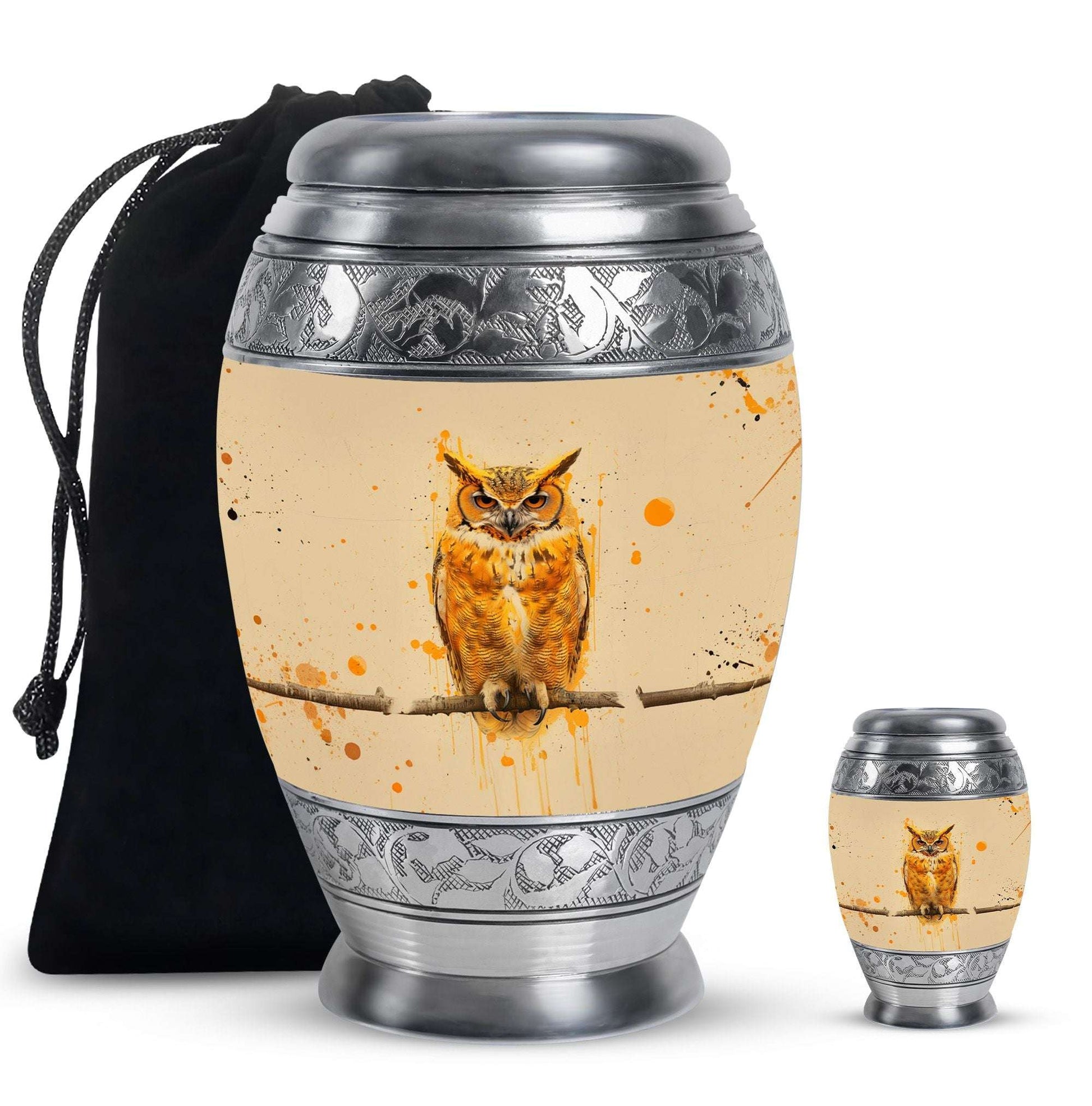 Owl Theme Large Urn With 1 Keepsake Urn