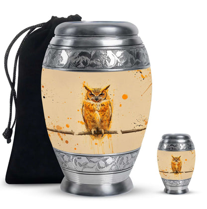 Owl Theme Large Urn With 1 Keepsake Urn