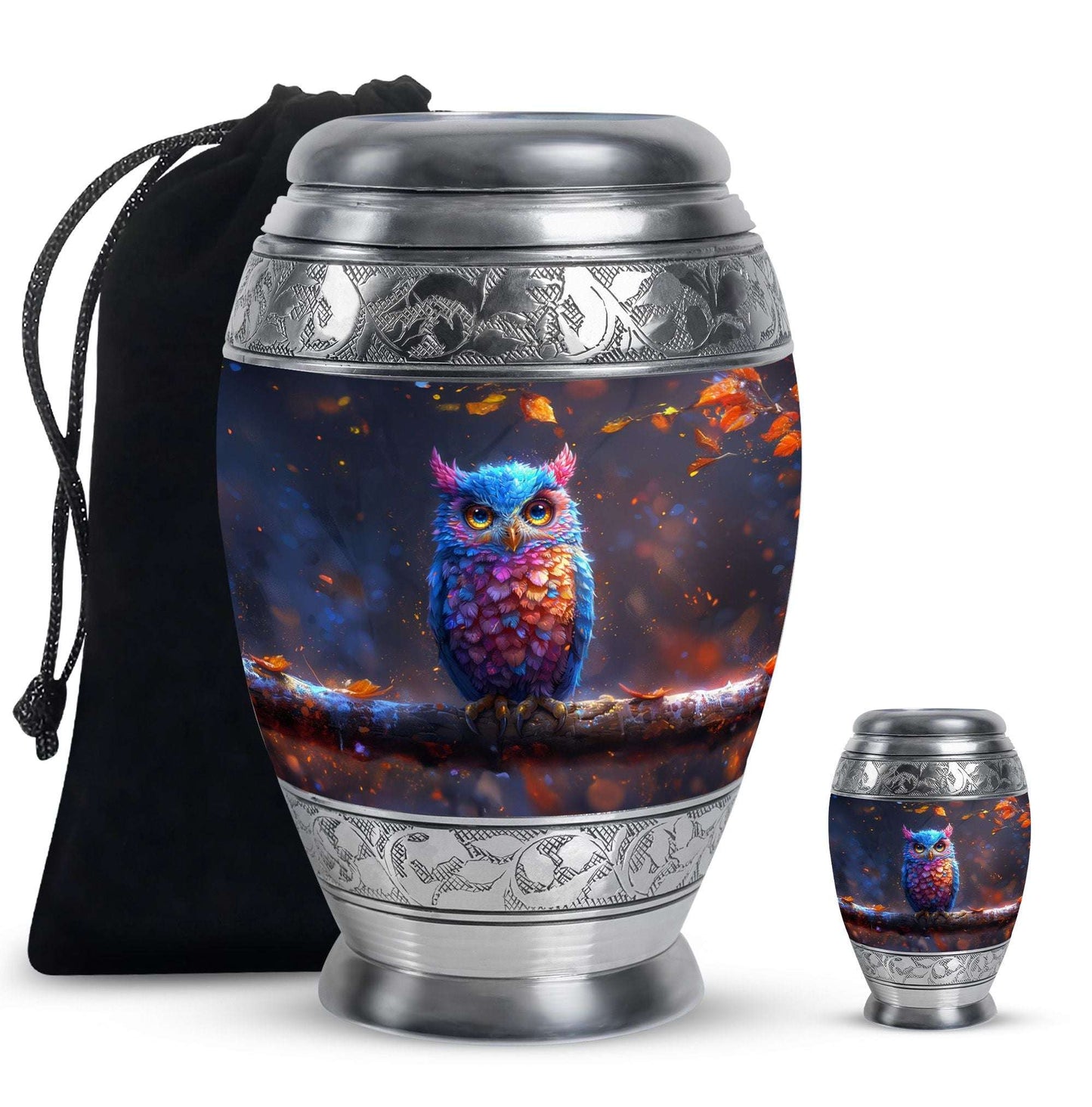 Owl Theme Large Urn With 1 Keepsake Urn