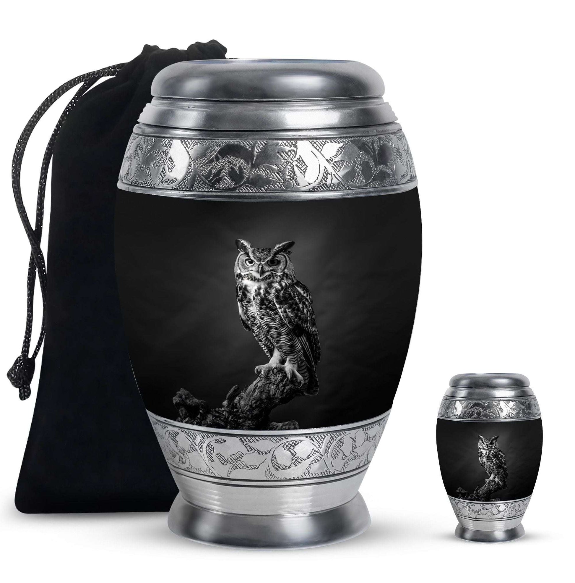 Owl Theme Large Urn With 1 Keepsake Urn
