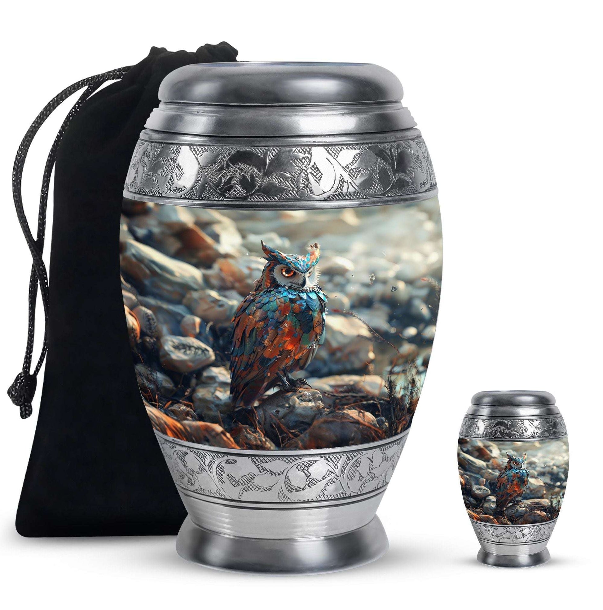 Owl Theme Large Urn With 1 Keepsake Urn