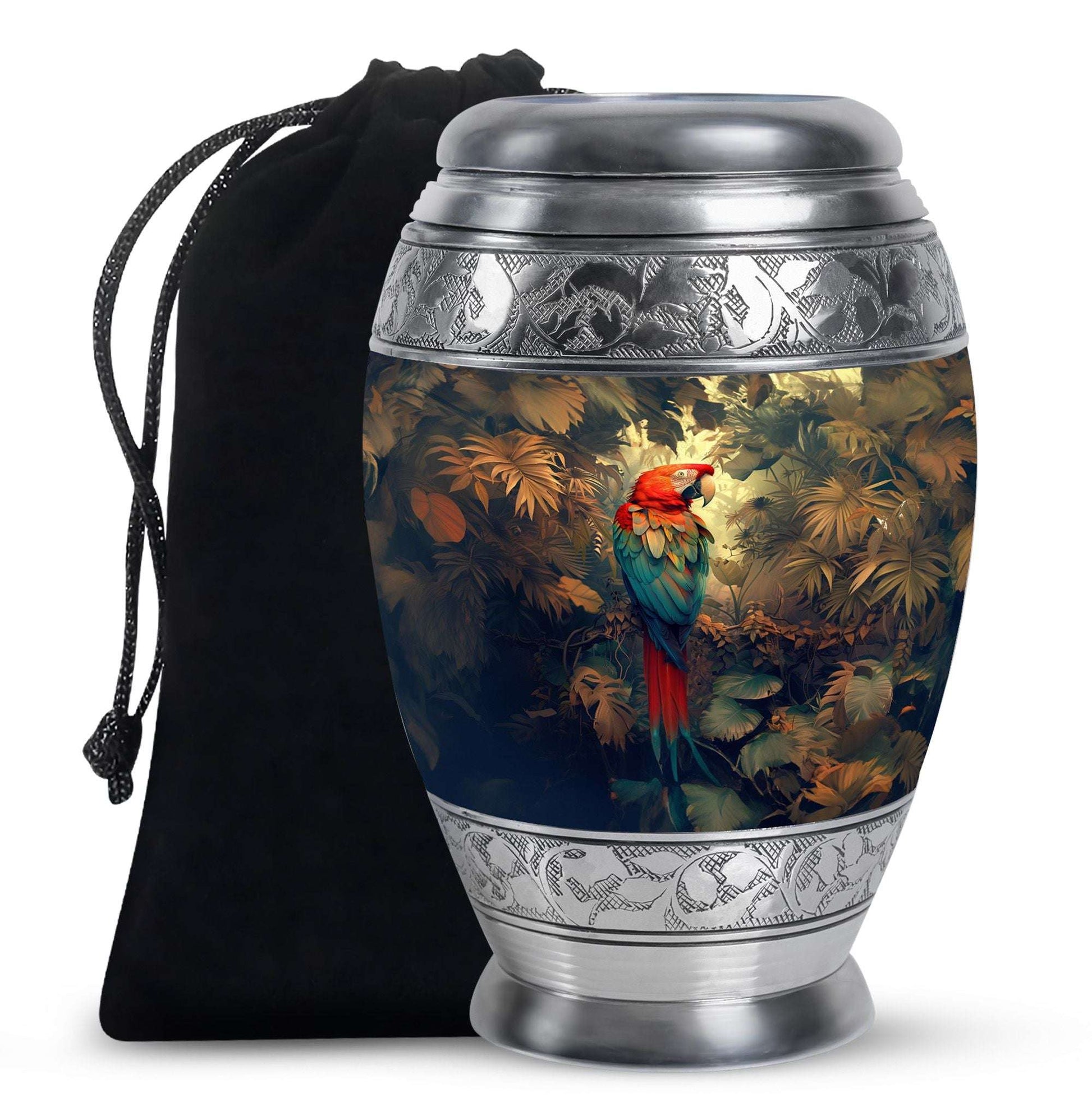 Macaw Parrot Theme Large Urn 10 Inch