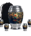 Macaw Parrot Theme Large Urn With 4 Keepsake Urn