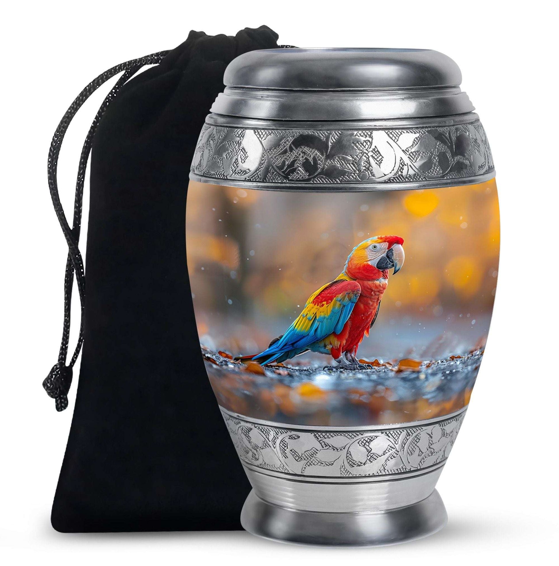 Macaw Parrot Theme Large Urn 10 Inch