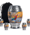 Macaw Parrot Theme Large Urn With 4 Keepsake Urn