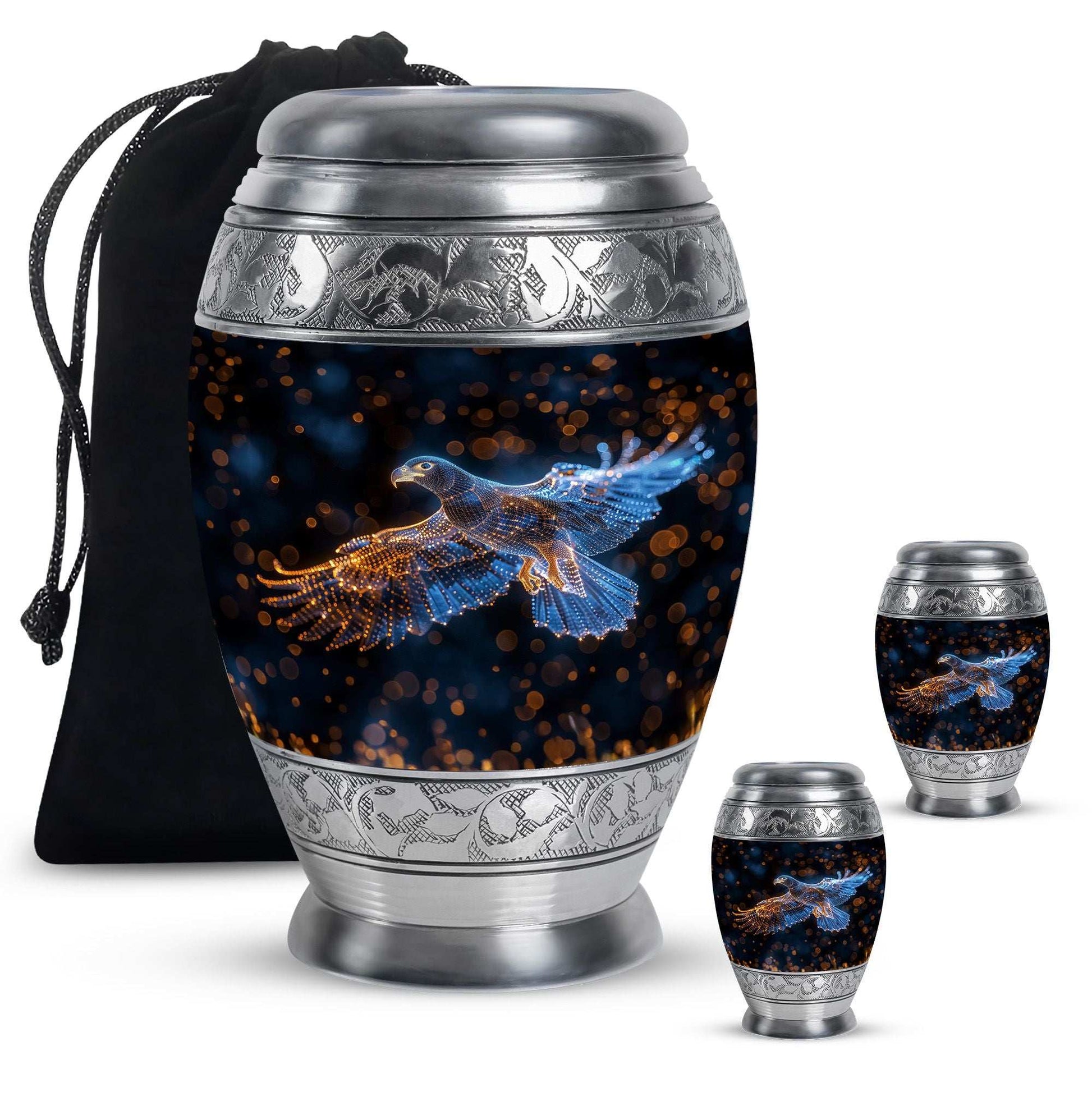 Eagle Theme Large Urn With 2 Keepsake Urn