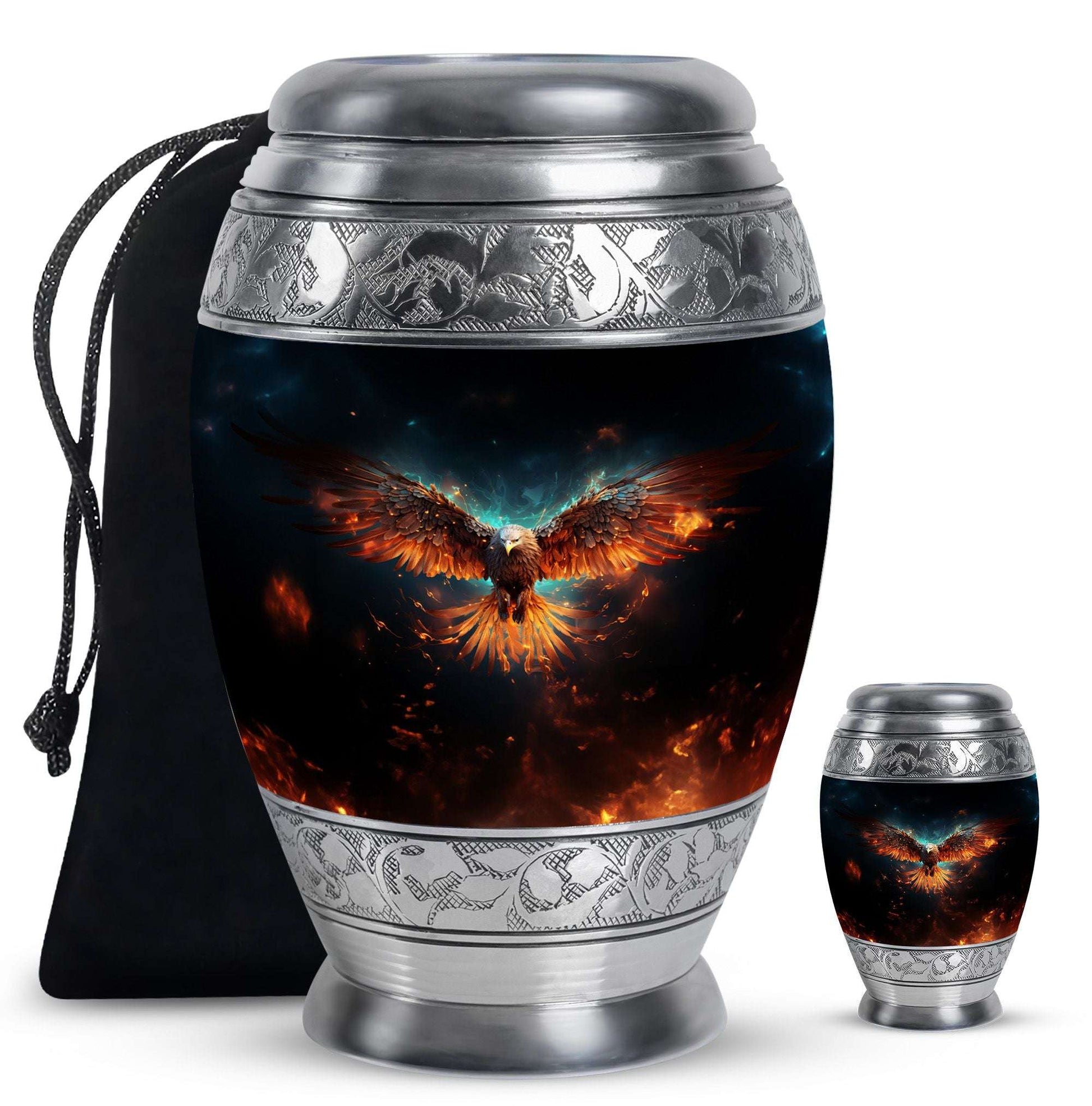 Eagle Theme Large Urn With 1 Keepsake Urn