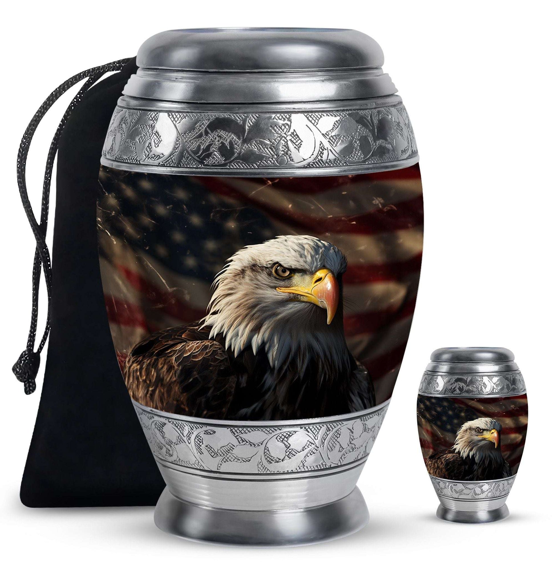 Eagle Theme Large Urn With 1 Keepsake Urn