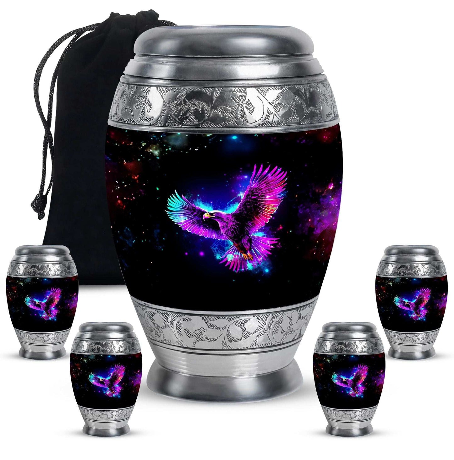 Eagle Theme Large Urn With 4 Keepsake Urn