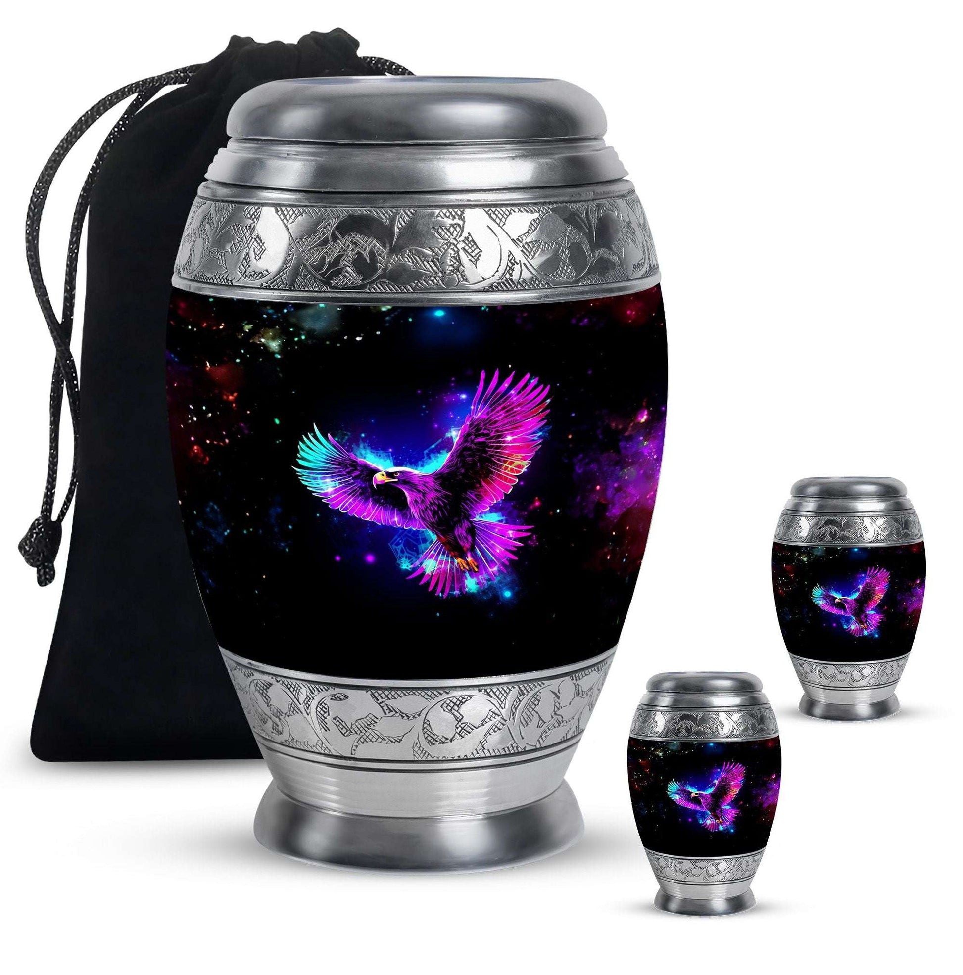 Eagle Theme Large Urn With 2 Keepsake Urn