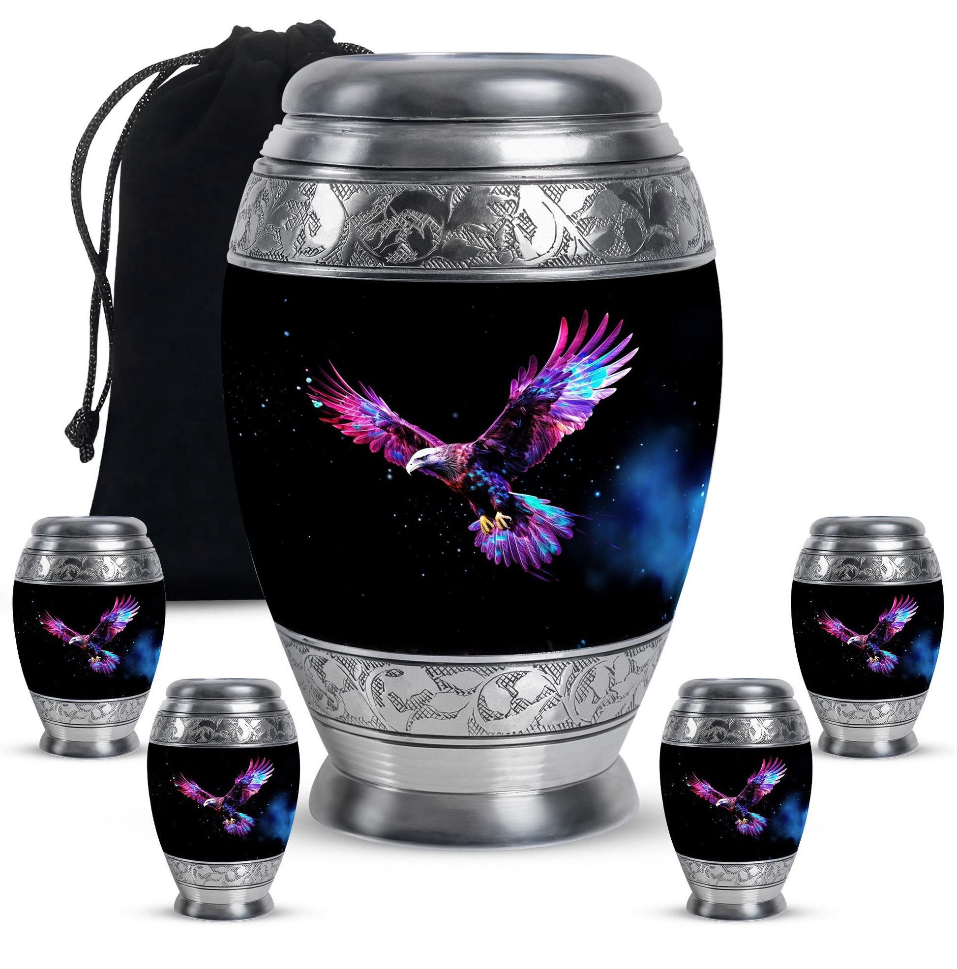 Eagle Theme Large Urn With 4 Keepsake Urn