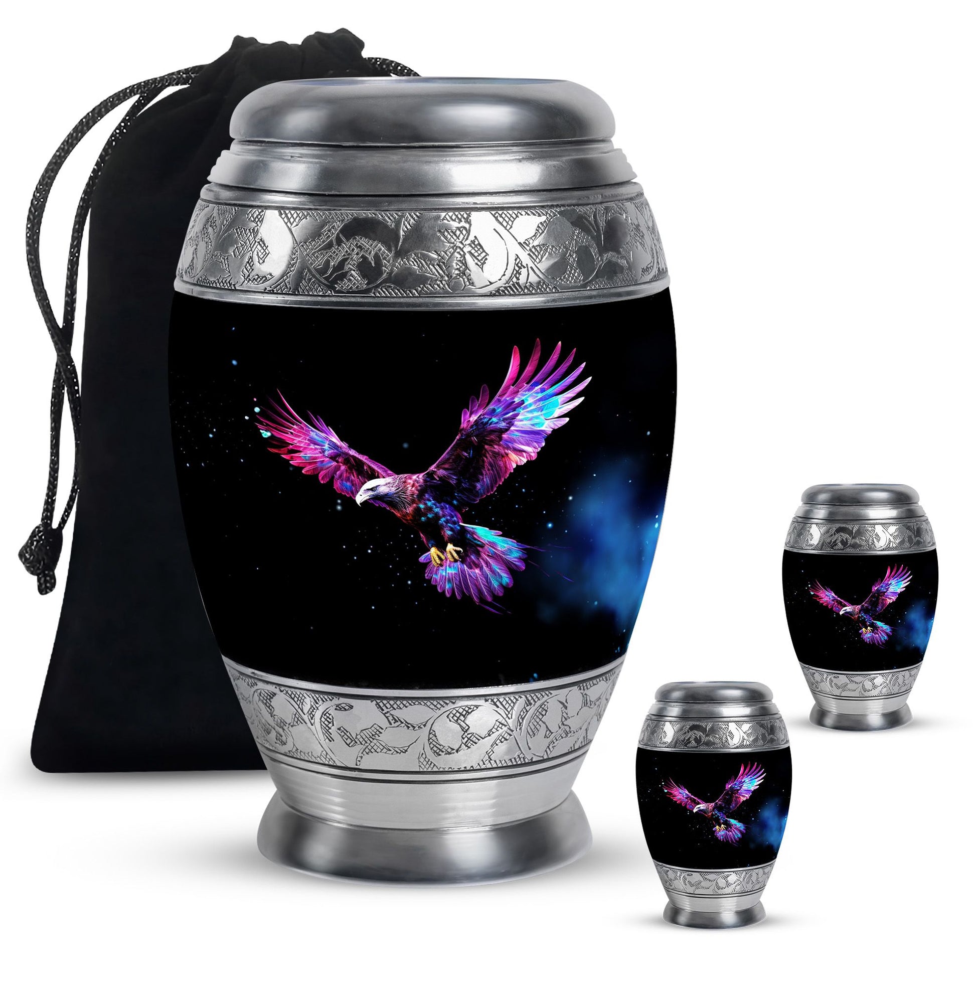 Eagle Theme Large Urn With 2 Keepsake Urn
