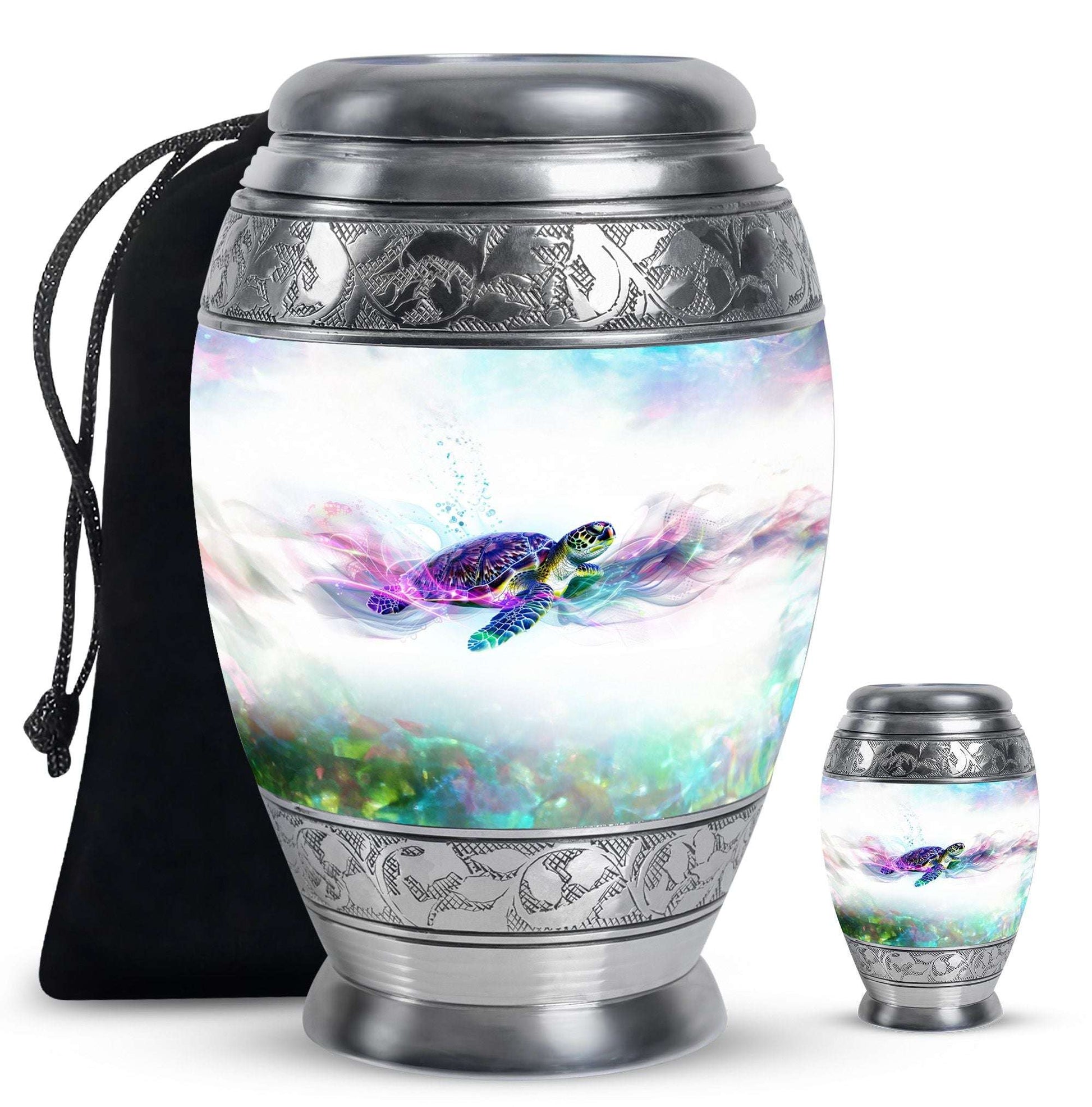 Turtle Theme Large Urn With 1 Keepsake Urn