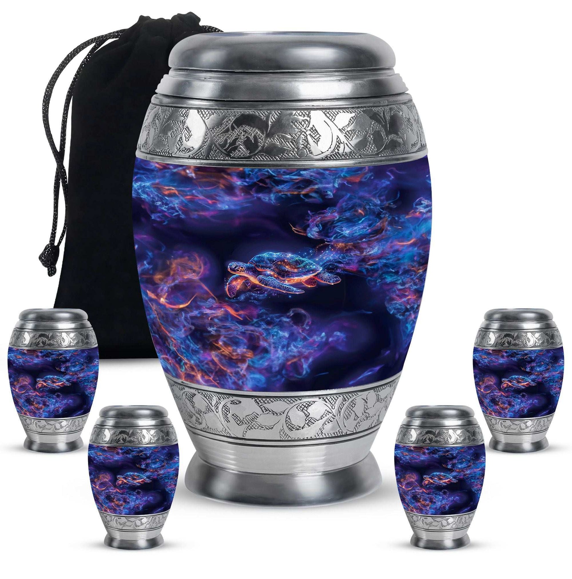 Turtle Theme Large Urn With 4 Keepsake Urn