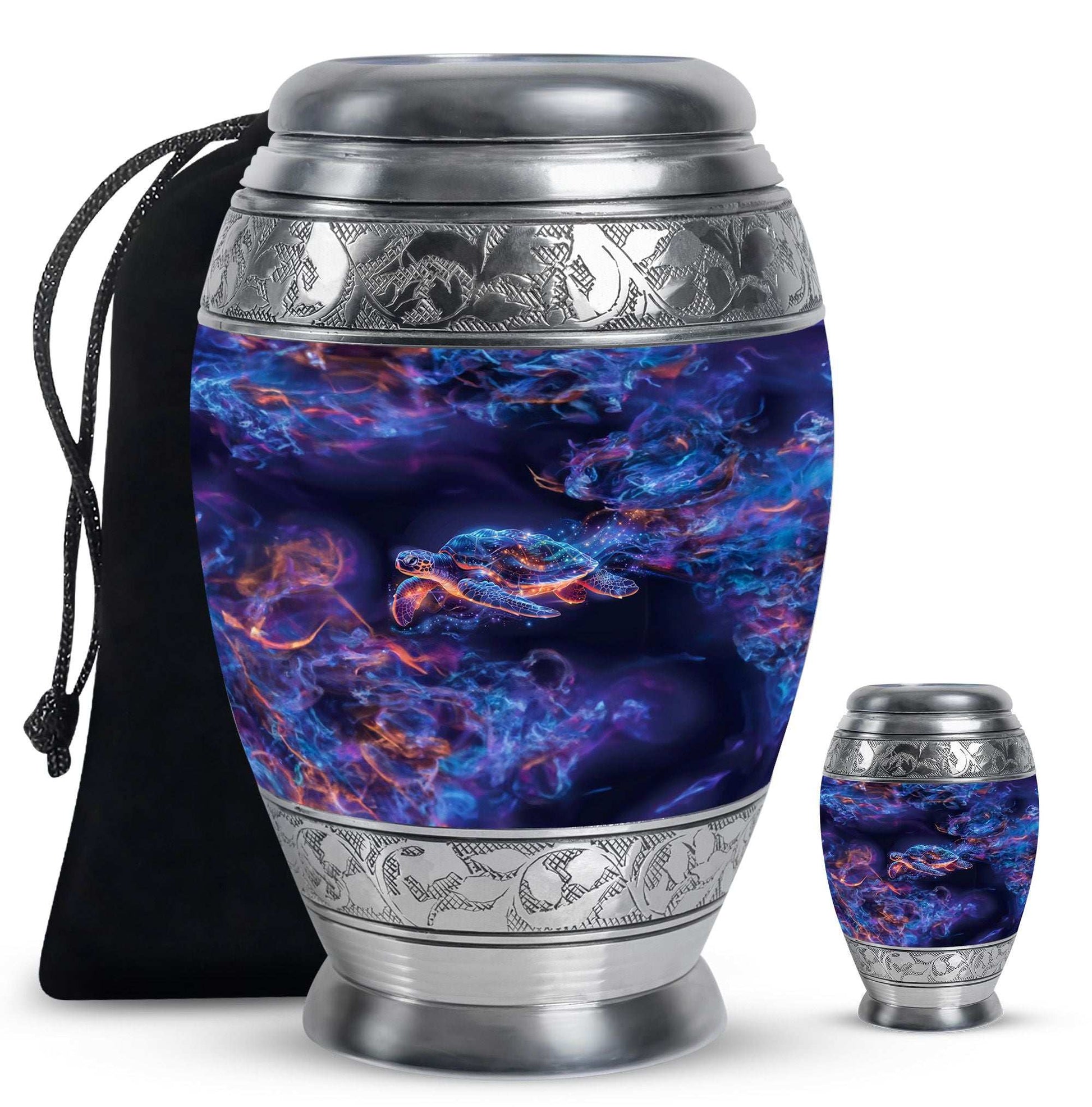 Turtle Theme Large Urn With 1 Keepsake Urn