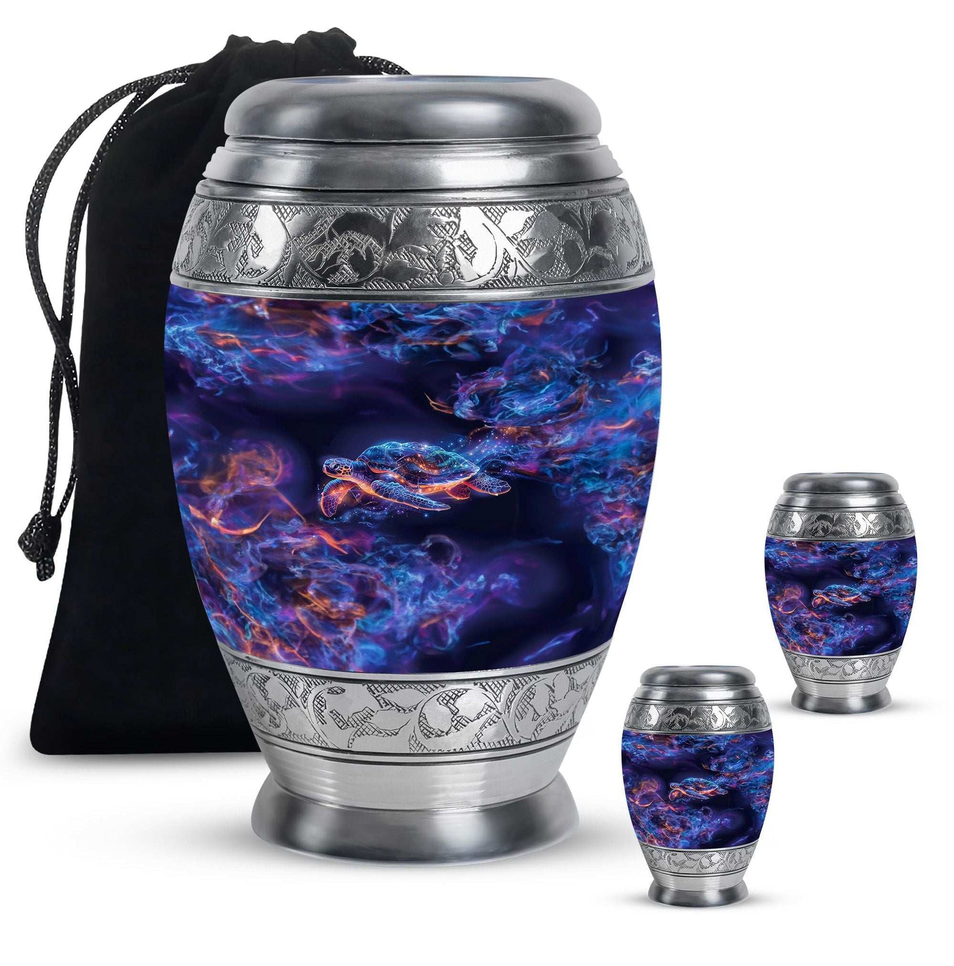 Turtle Theme Large Urn With 2 Keepsake Urn