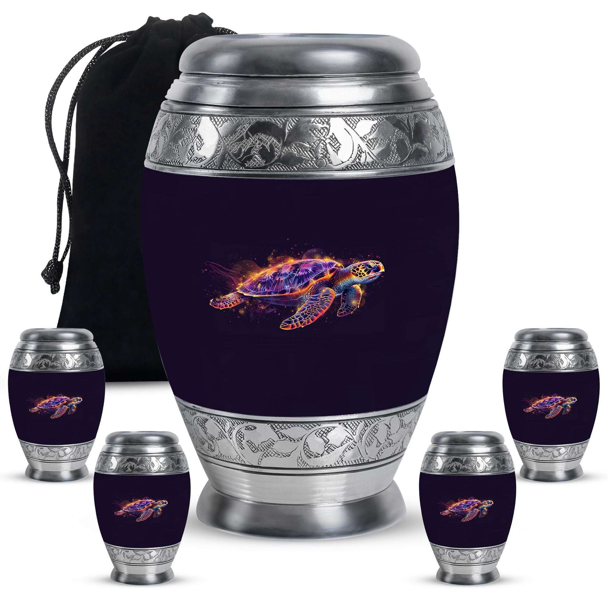 Turtle Theme Large Urn With 4 Keepsake Urn