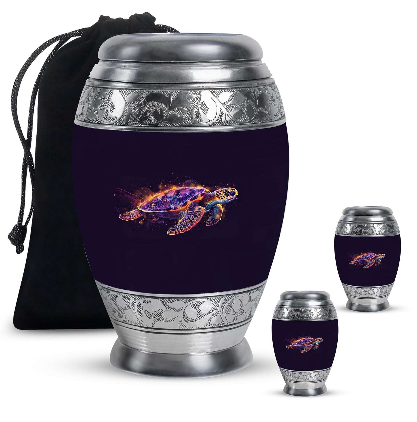 Turtle Theme Large Urn With 2 Keepsake Urn