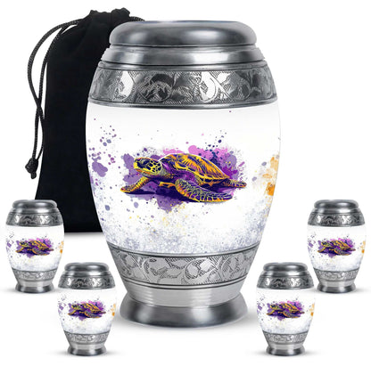 Turtle Theme Large Urn With 4 Keepsake Urn