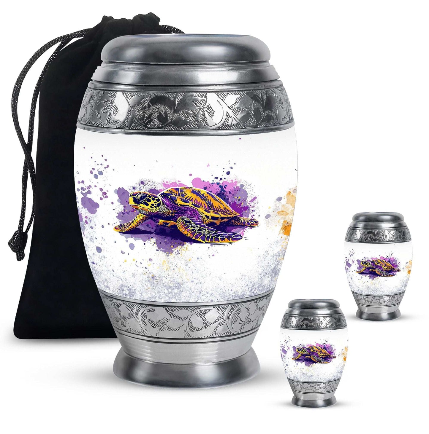 Turtle Theme Large Urn With 2 Keepsake Urn