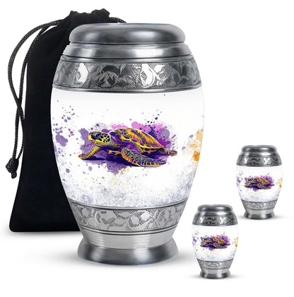 Turtle Theme Large Urn With 2 Keepsake Urn