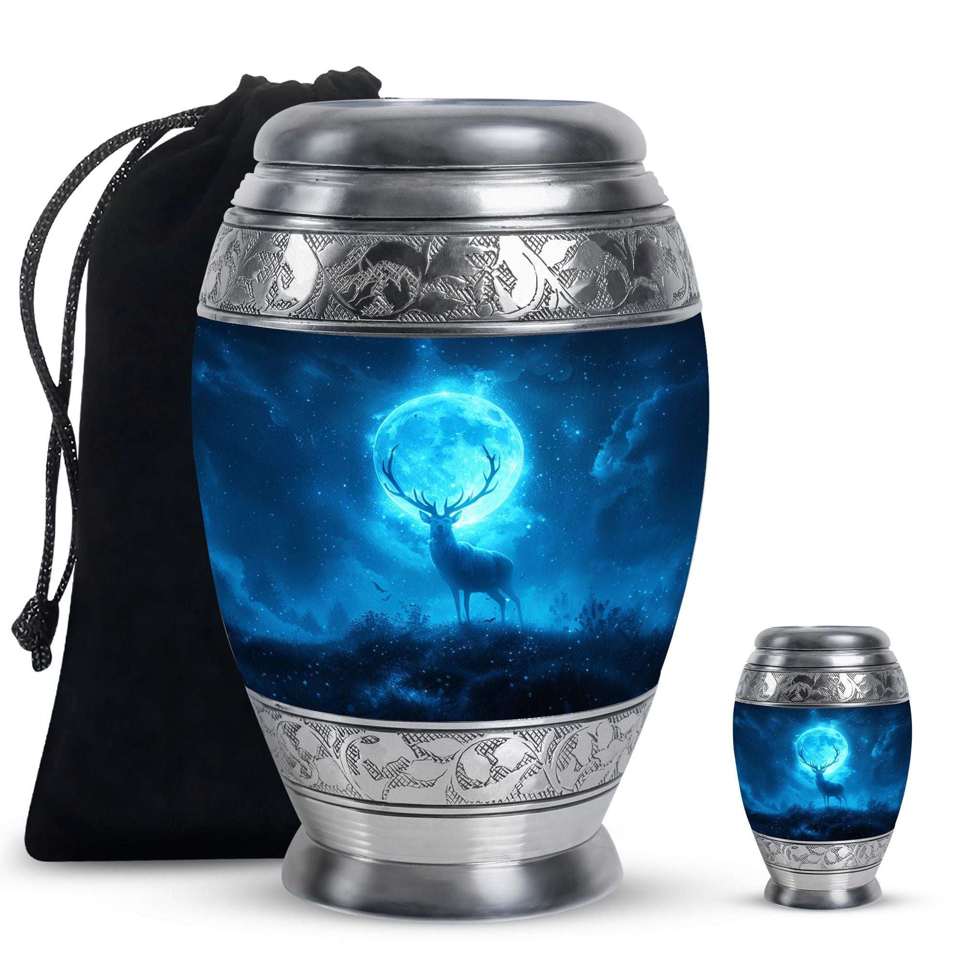 Deer Theme Large Urn With 1 Keepsake Urn