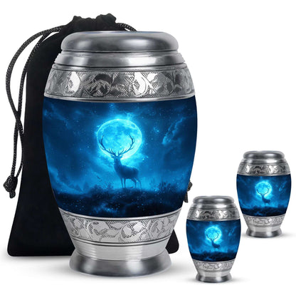 Deer Theme Large Urn With 2 Keepsake Urn