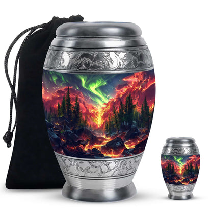 Deer Theme Large Urn With 1 Keepsake Urn