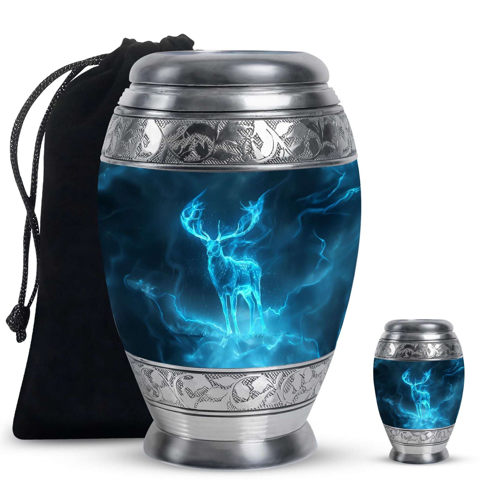 Deer Theme Large Urn With 1 Keepsake Urn