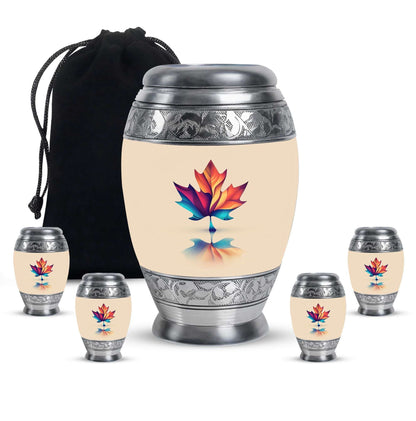 Mapple Leaf Theme Large Urn With 4 Keepsake Urn