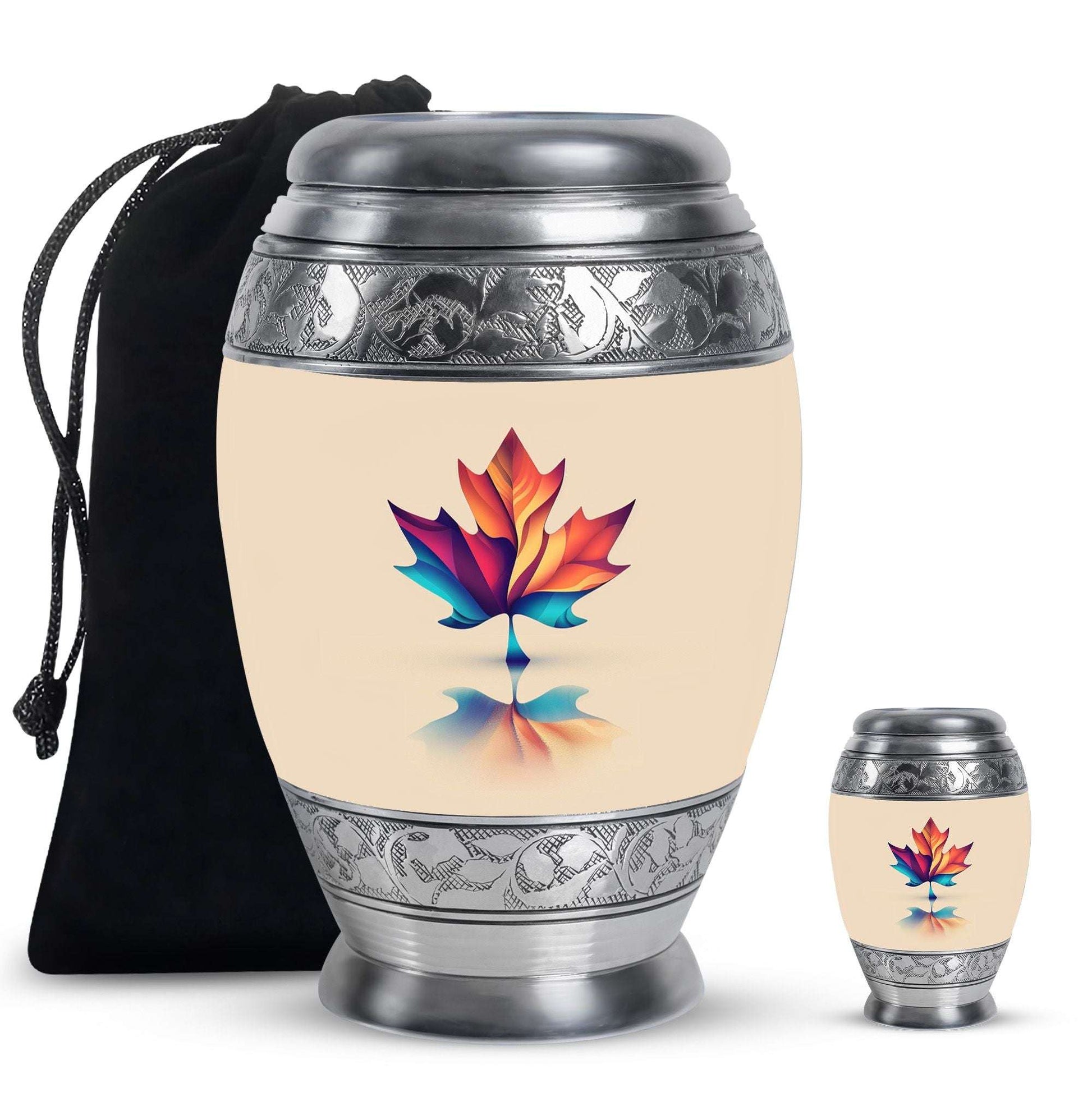 Mapple Leaf Theme Large Urn With 1 Keepsake Urn