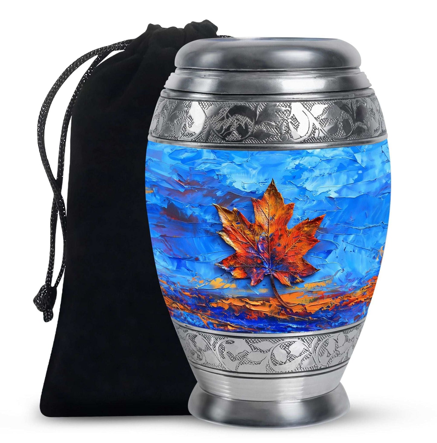 Mapple Leaf Theme Large Urn 10 Inch