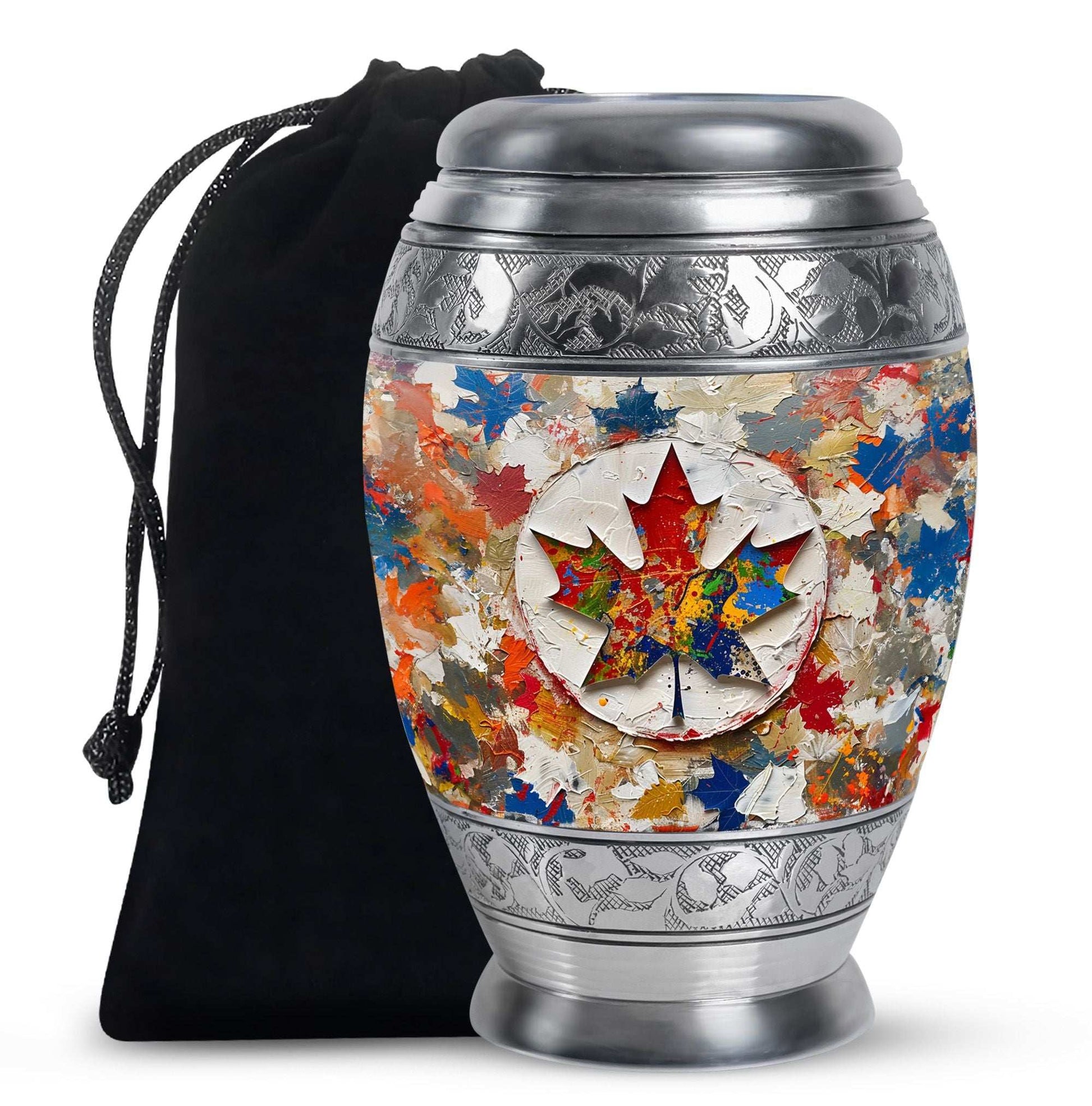 Mapple Leaf Theme Large Urn 10 Inch