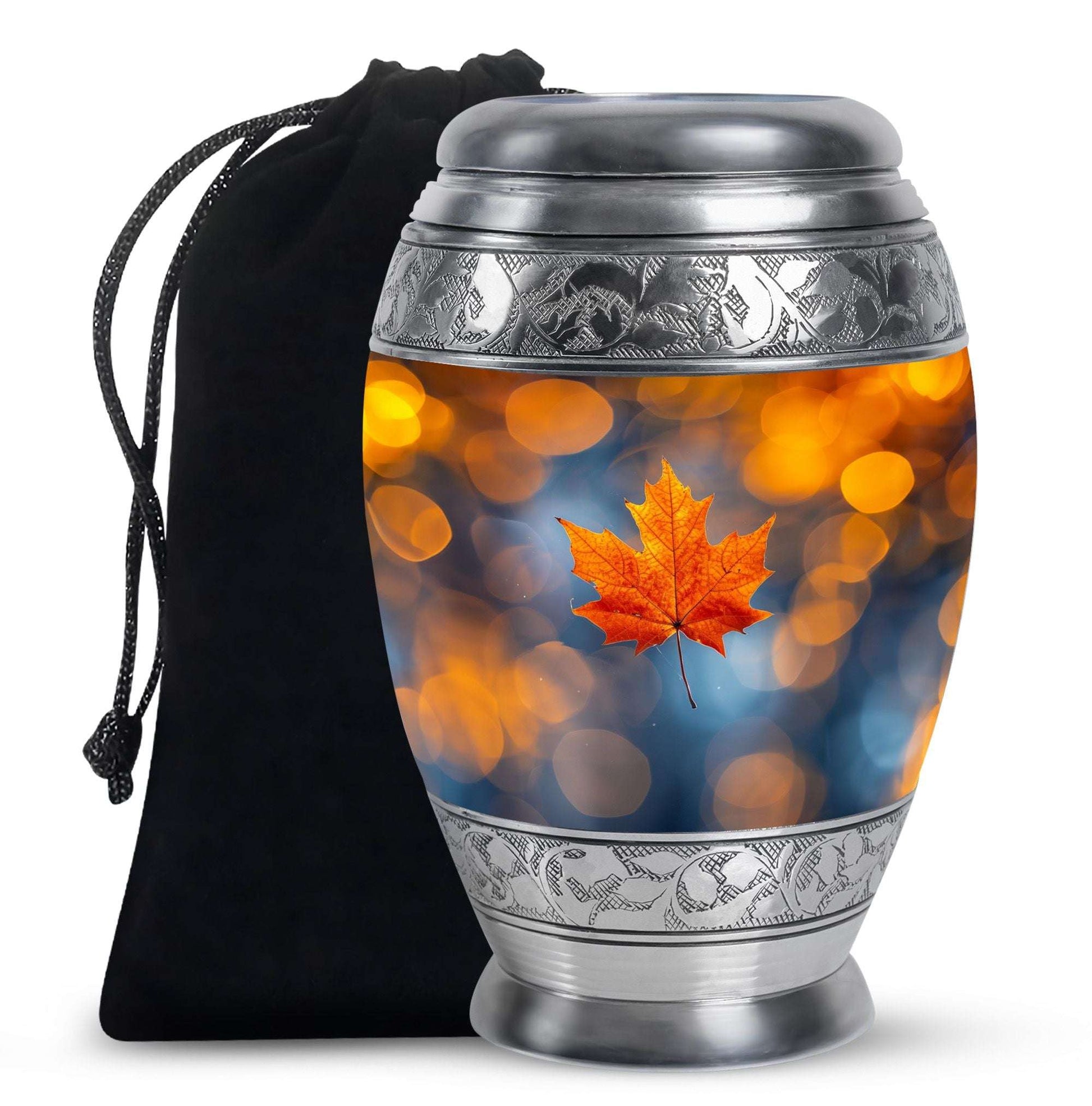 Mapple Leaf Theme Large Urn 10 Inch