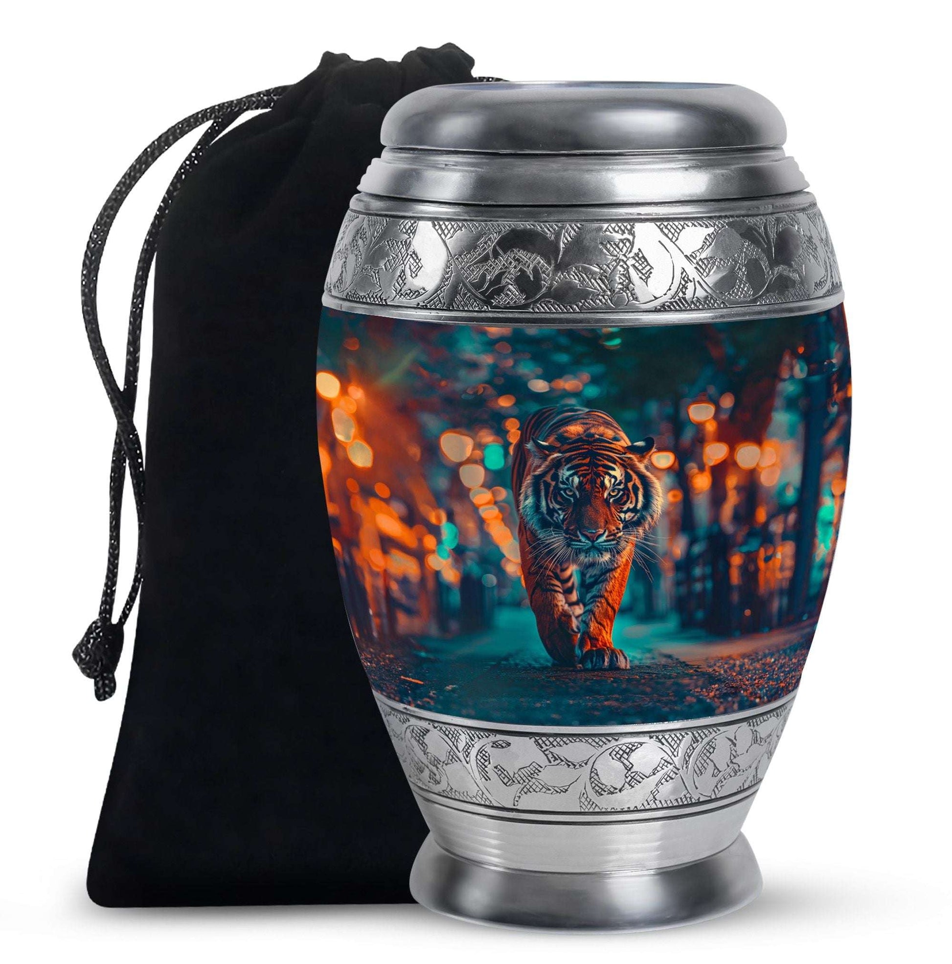 Tiger Theme Large Urn 10 Inch