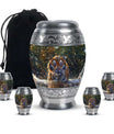 Tiger Theme Large Urn With 4 Keepsake Urn