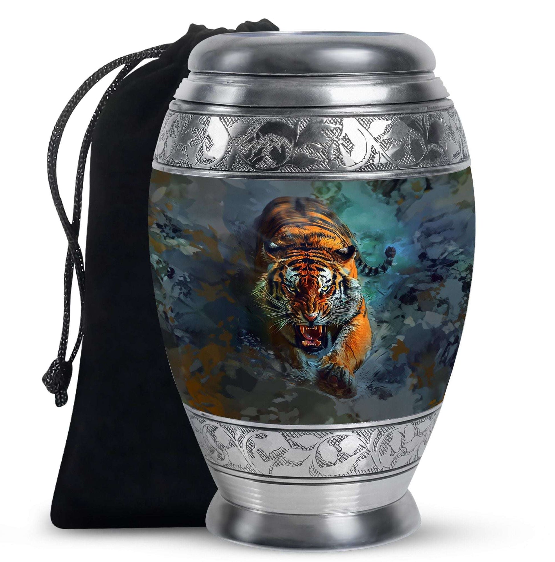 Tiger Theme Large Urn 10 Inch