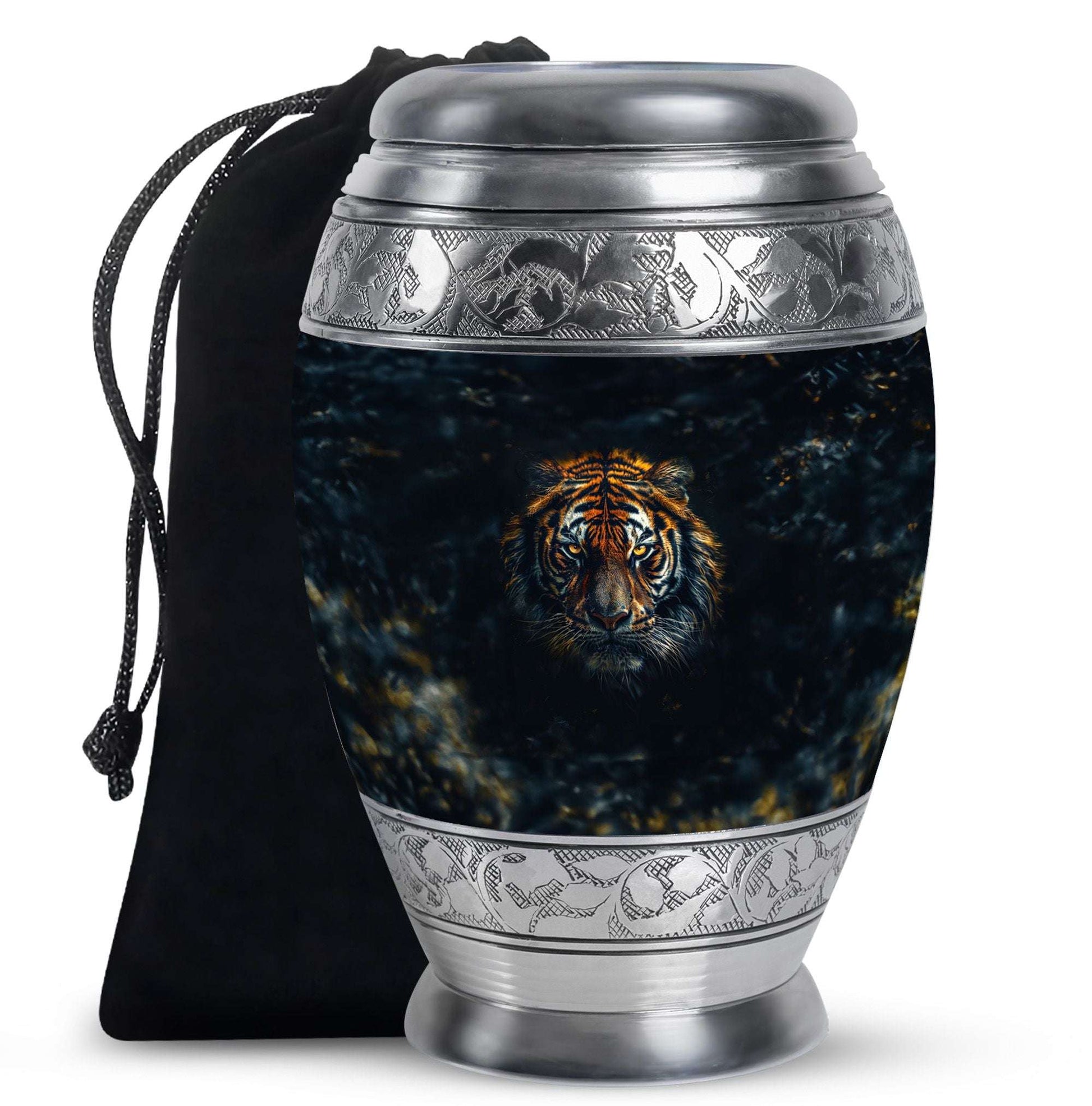 Tiger Theme Large Urn 10 Inch